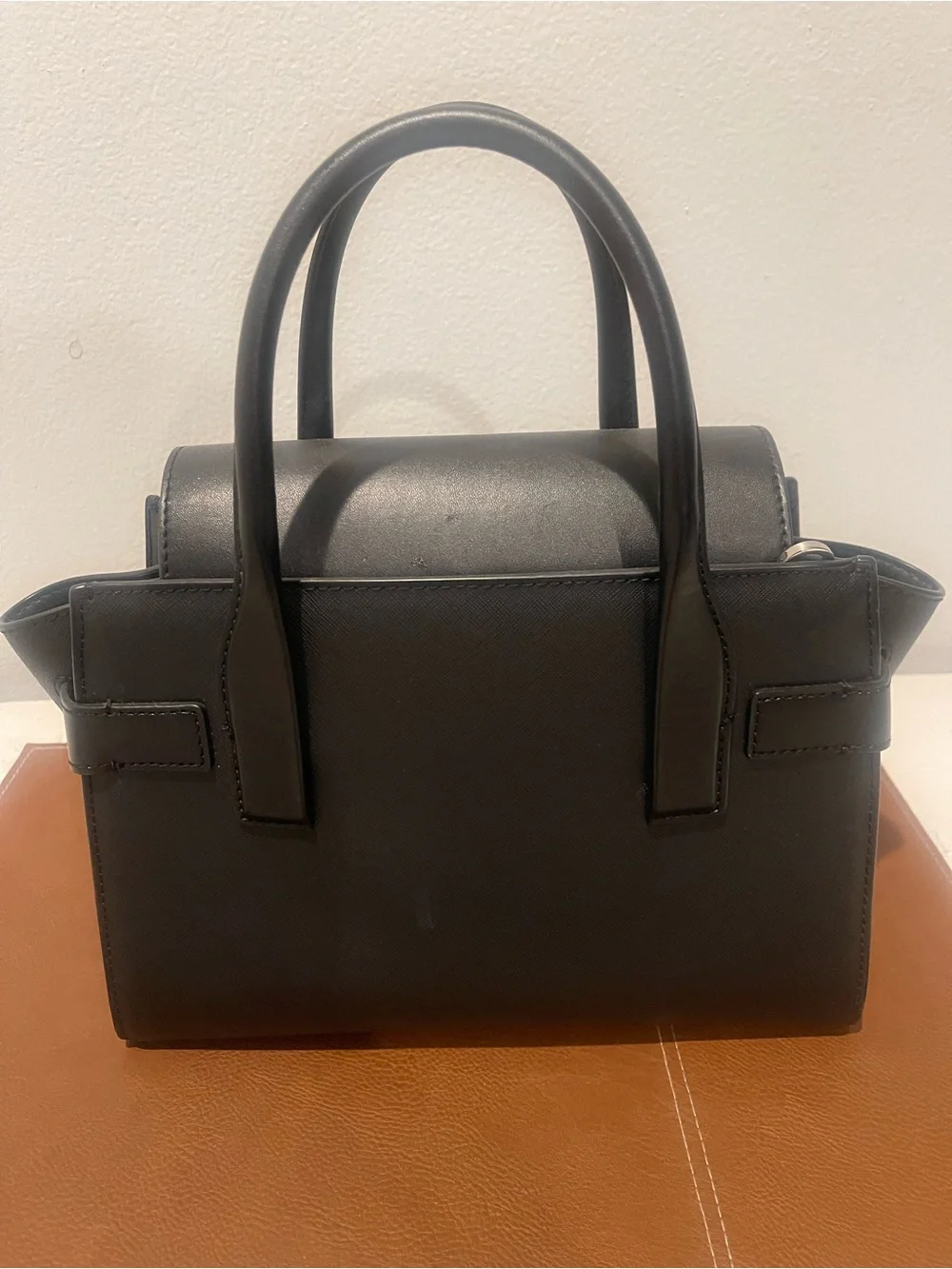 Michael Kors Black Leather Structured Satchel